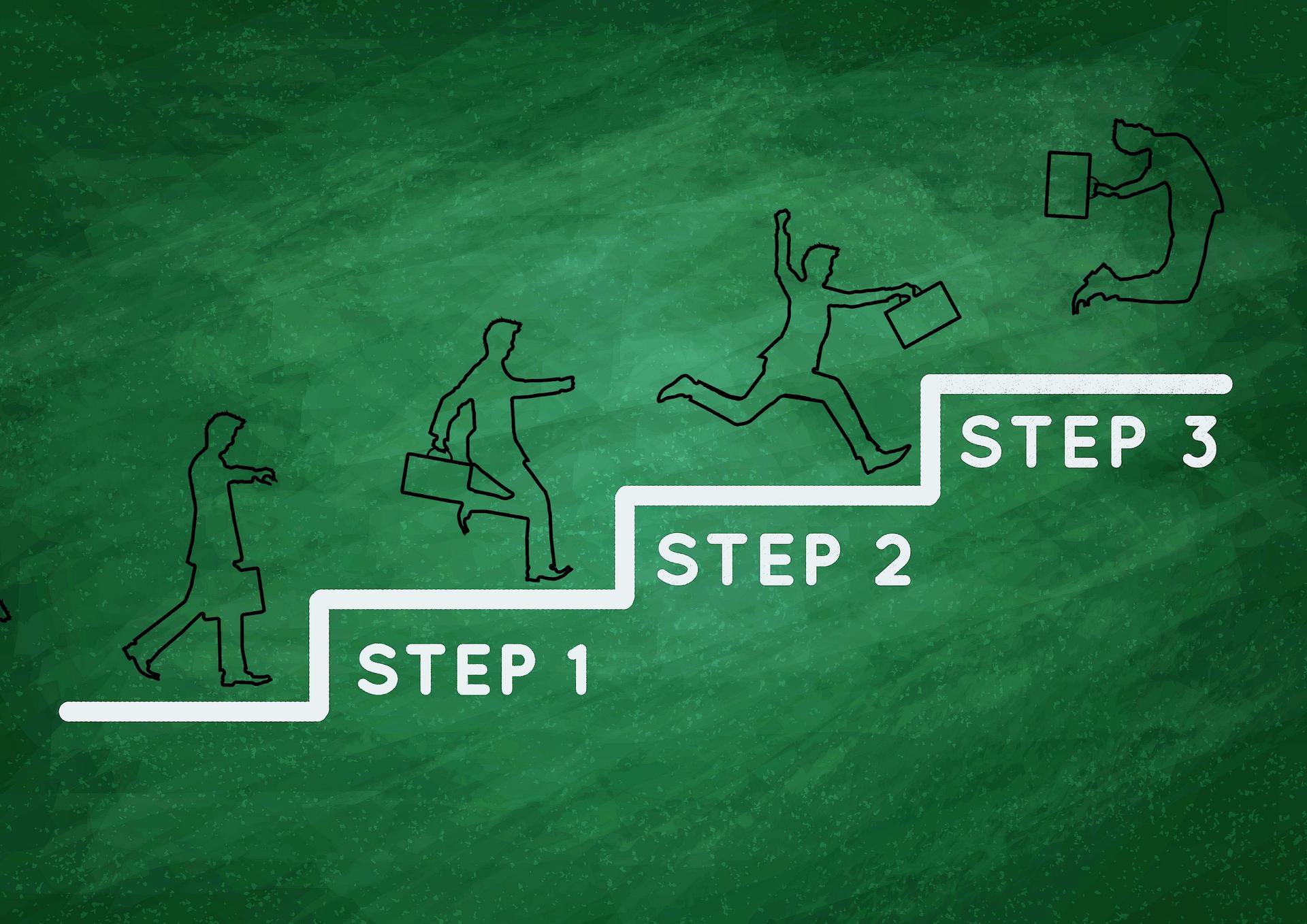 Conceptual diagram of business success drawn with chalk on the blackboard